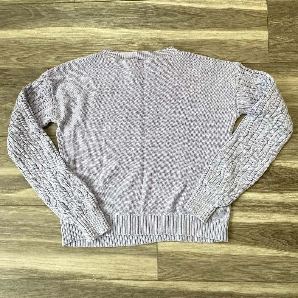 GAP Girls Cable Knit Crewneck Pullover Sweater Light Purple XXL (14-16)